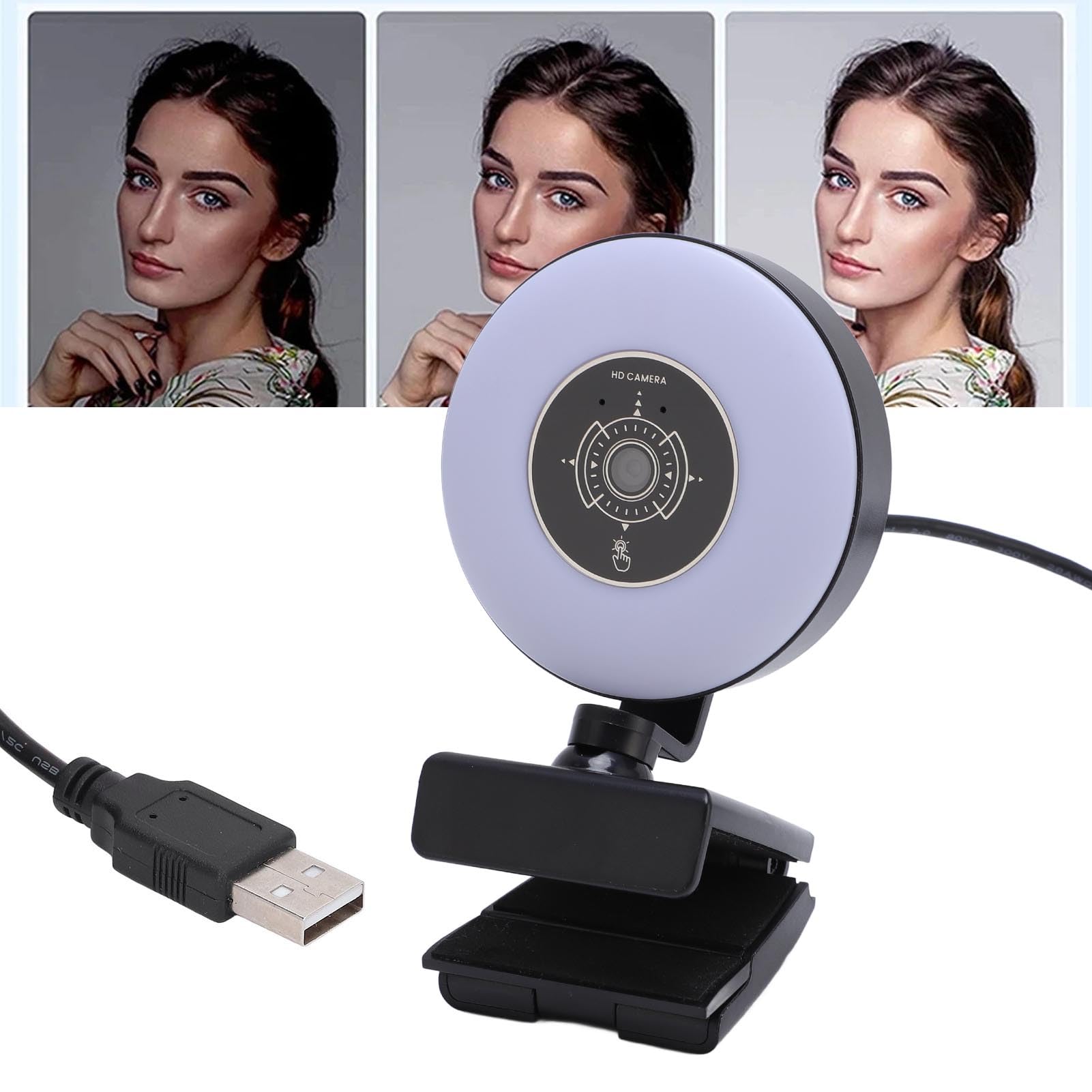 Kamera internetowa HD USB, kamera komputerowa 4k z oświetleniem, mikrofonem, automatycznym ustawianiem ostrości, zdalnym sterowaniem, Plug and Play, do wideokonferencji