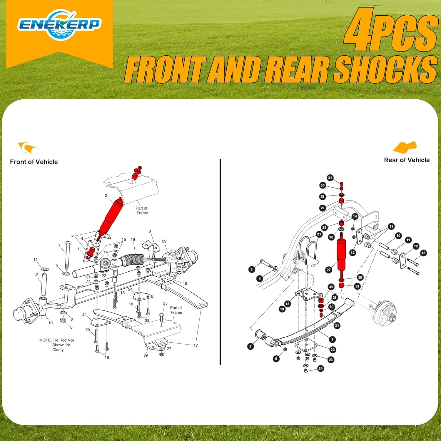 ENEKER Golf Cart Shocks, EZGO Front Shocks and EZGO Rear Shocks for Golf Cart 1994-UP EZGO TXT&Medalist Gas and Electric, Replace 70928-G01, 76418-01, 4PCS
