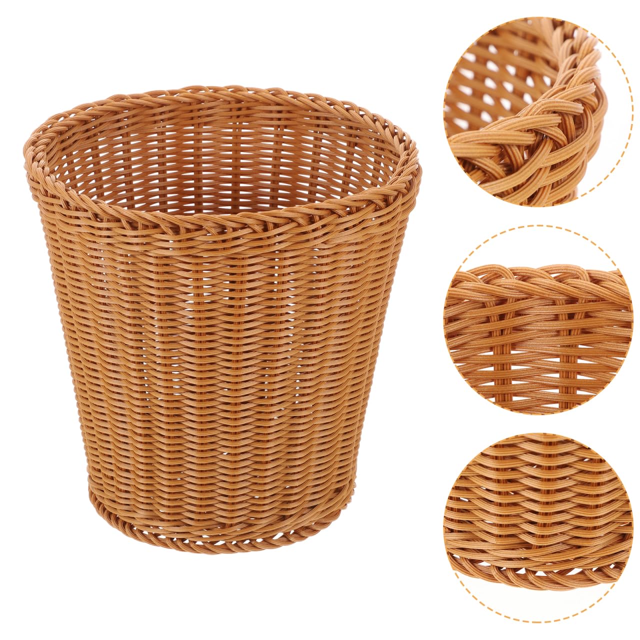 Ciieeo Woven Trash can 9.65In Compact Braided Waste Basket for Bathroom Bedroom Kitchen Office Storage and Organization