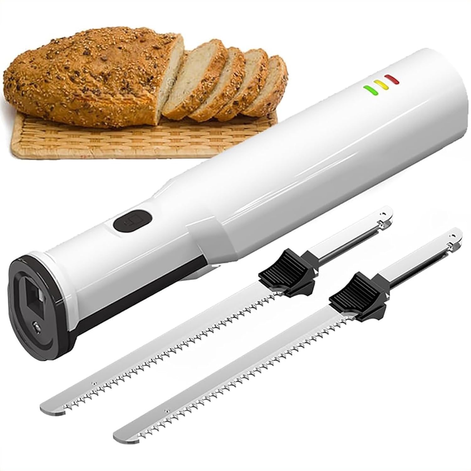 Electric Carving Knife, Cordless Meat Slicer with 2 Stainless Steel Blades, Efficiently Carve Meats and 3000SPM No-Load Speed, Auto Power-Off Protection and Easy to Clean, for Meats and Bread