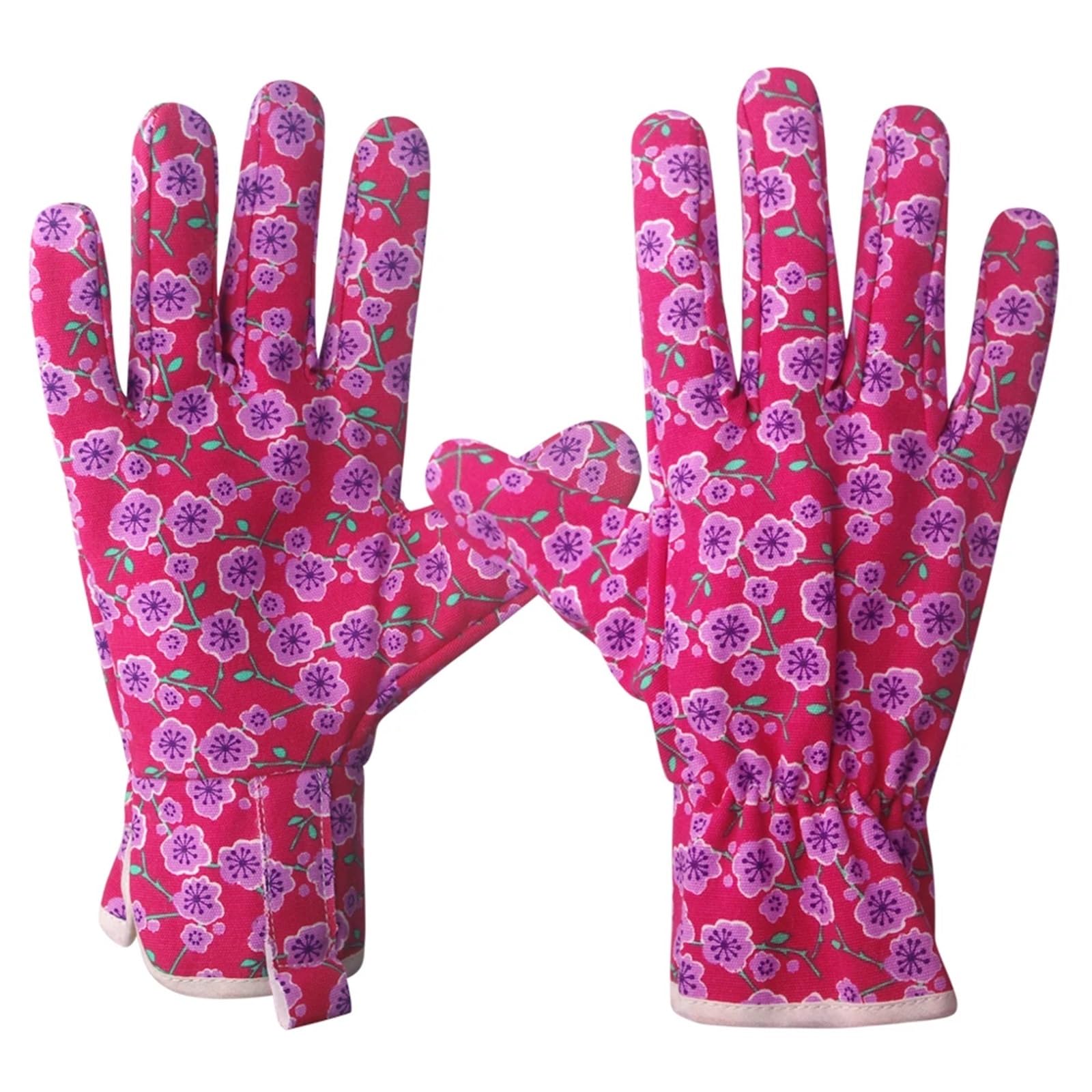 2 pares de guantes jardinería, trabajo lona y algodón, forro fino rizo for mayor calidez, puño elástico Para jardinería(Blue)