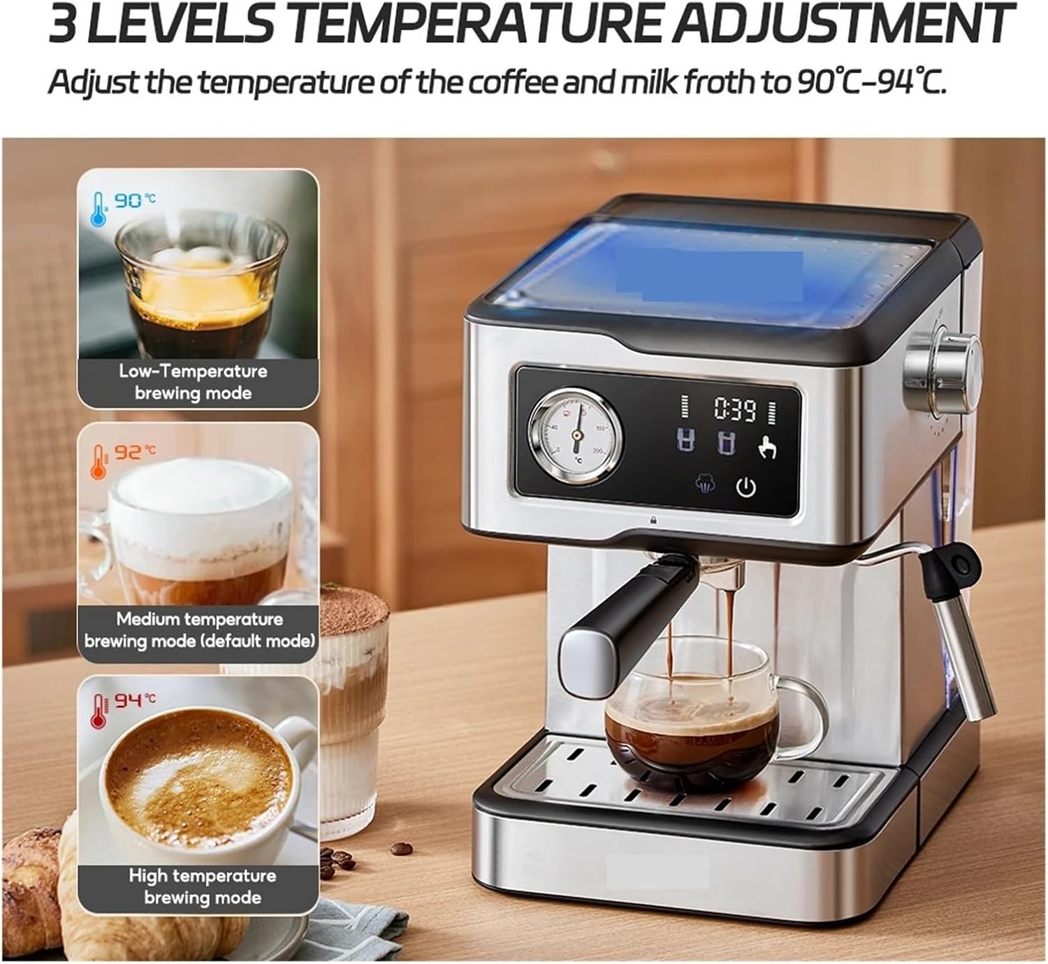 Espresso Machine At 20 Bars, Cappuccino Maker, Coffee Machine With Milk Frother And Steam Wand, Semi-automatic Coffee Machine, Newly Launched, Available As A Gift.(UK)