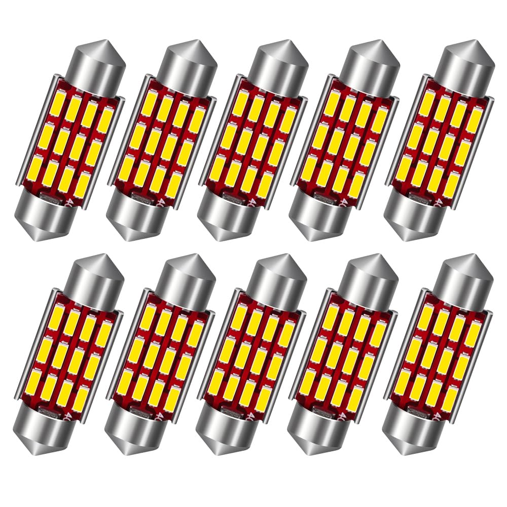 NAVESO LED Innenbeleuchtung, 10 Stück 36MM Led Innenraumbeleuchtung Birne, 12V Ersatz Beleuchtung Innenraum, Einfach zu Verwenden, Kaltweiss