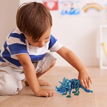 3D Printed Moving Dinosaur - Fully Articulated Joint, Decorative Skeleton Figure, Module for Tactile Sensory Load, Mechanical Aesthetic Desktop Hardware | Dino Figure for Collectors and