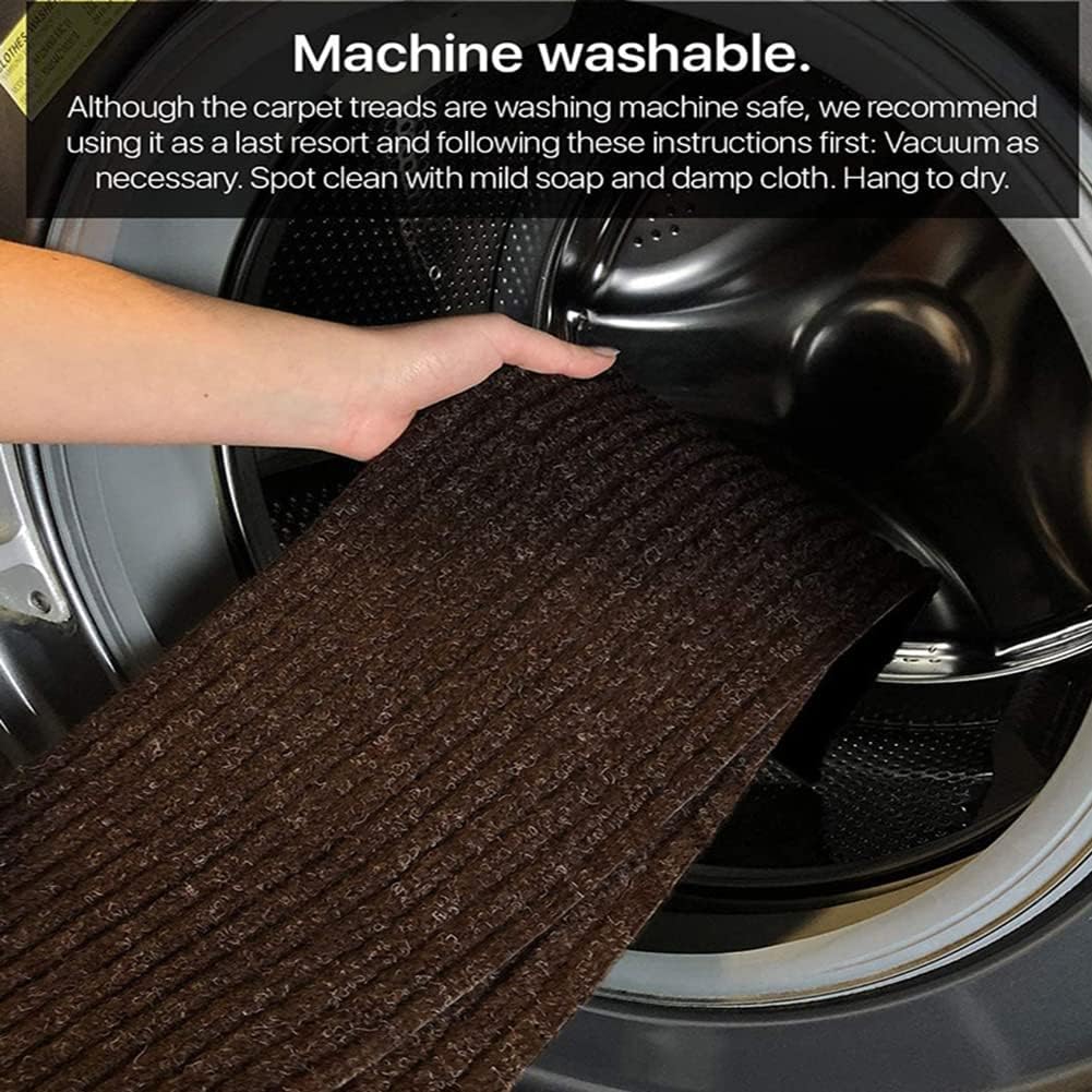 Non-Slip Carpet Stair Treads for Wooden Steps 8''X 30'' 15Pcs Peel & Stick Stair Treads Strips Safety Rug Runner Mats (8'' x 30'', Green)