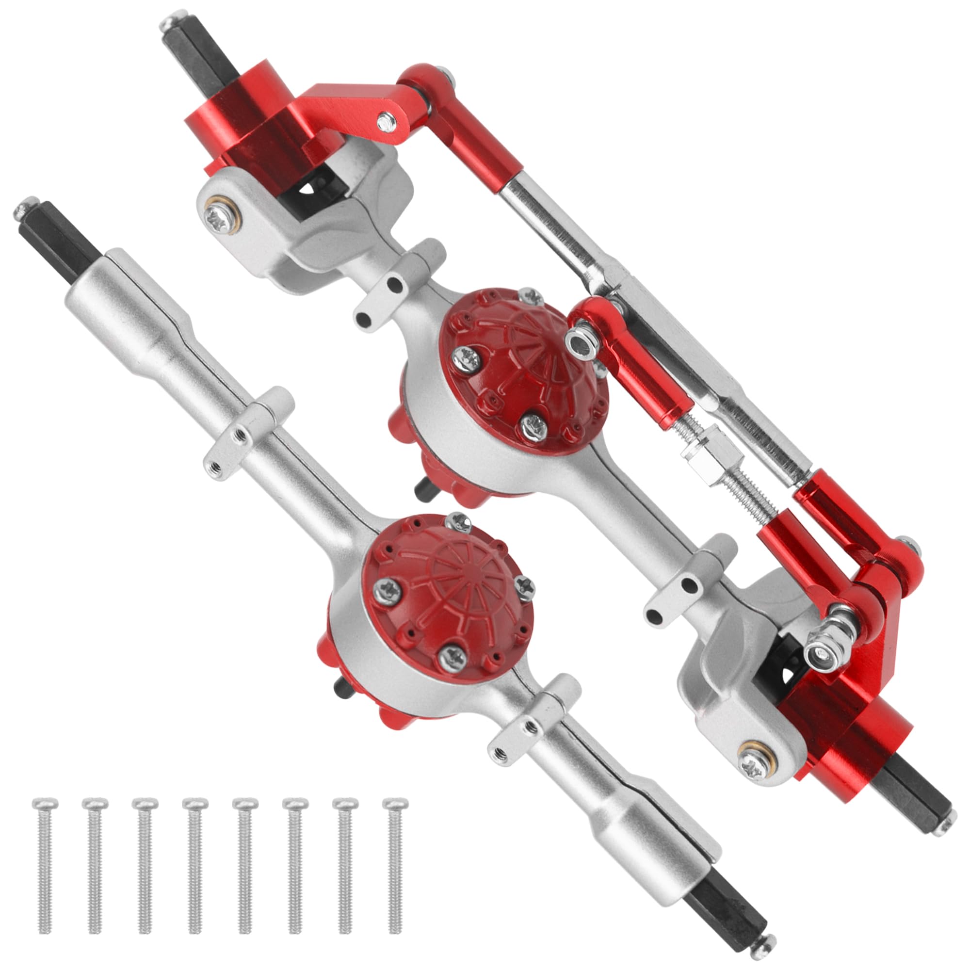 Metal Front & Rear Portal Axle Set Upgrades Parts Compatible with WPL C14 C24 C34 C44 B14 B24 1/16 RC Car (Silver)