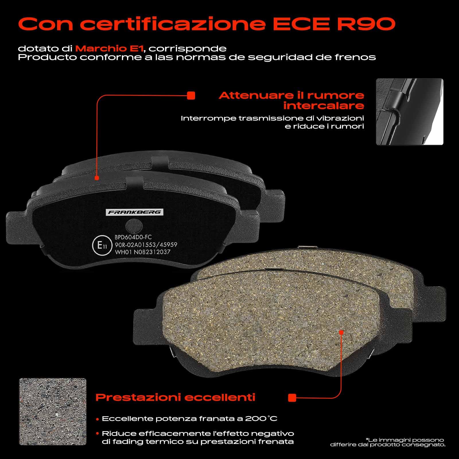 Frankberg Set freni incl. 2x Dischi Freno + 4x Pastiglie dei Freni Anteriore Compatibile con C1 II PA PS 108 107 PM PN C1 PM PN Aygo B1 Replace# 4246J0,4246F0