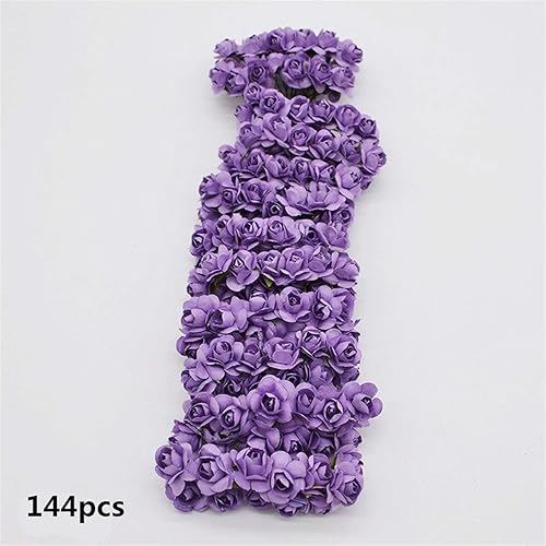 Miniatura 4 de ASkinds 144 piezas de flores artificiales, mini rosas de papel, flores decorativas para boda, floreros para decoración del hogar, guirnalda de