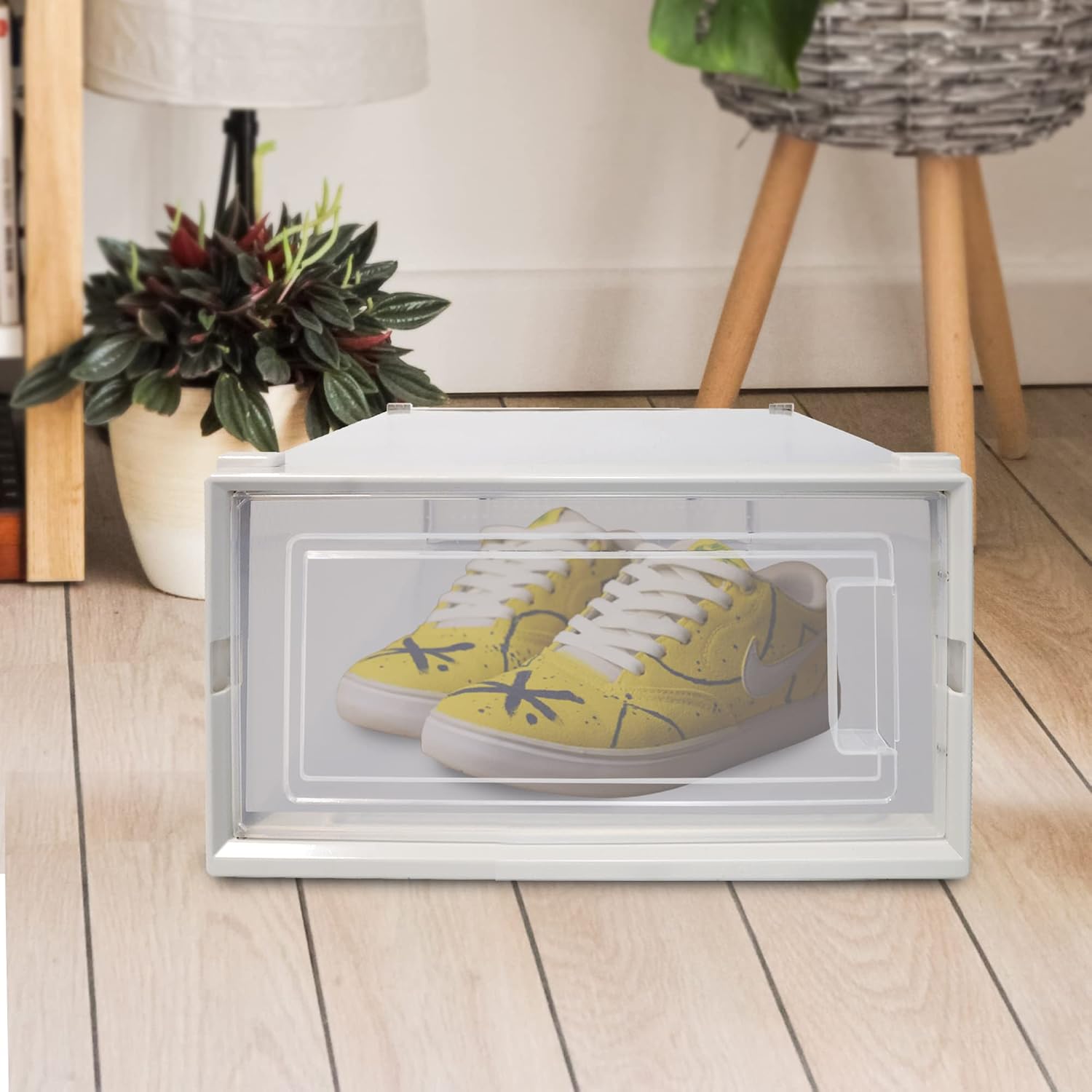 6 Pack Stackable Storage Bins - Shoe Box Containers and Organizers for Closets, Drawers, and Rooms - Shoes Organizer Box for Sneaker Storage and Extra Space - Storage Boxes
