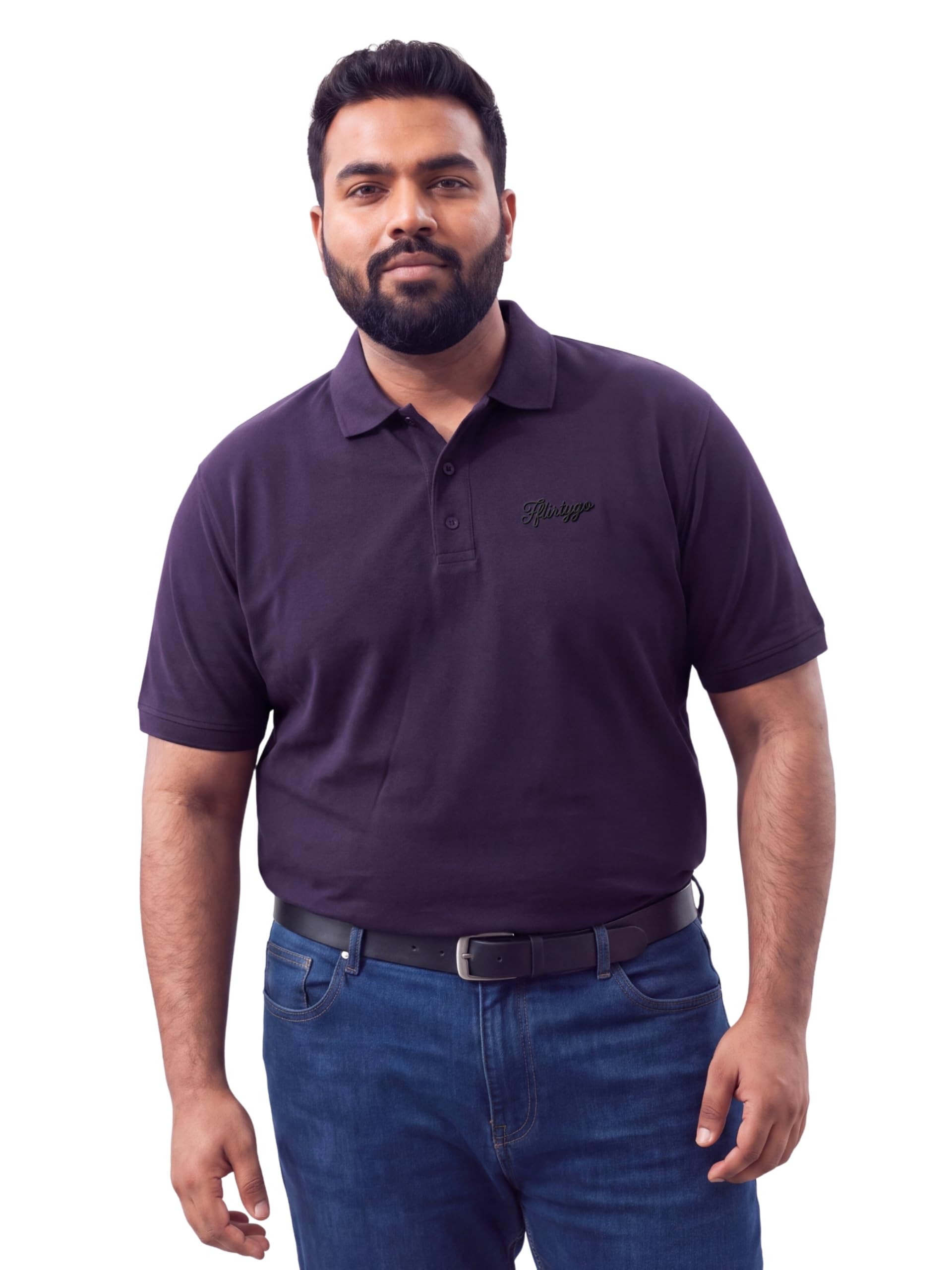 fflirtygo Men's PurEase Cotton Polo T-Shirt | Regular Fit Pure Cotton Collared Tshirt | Solid Polo for Men-picture-26