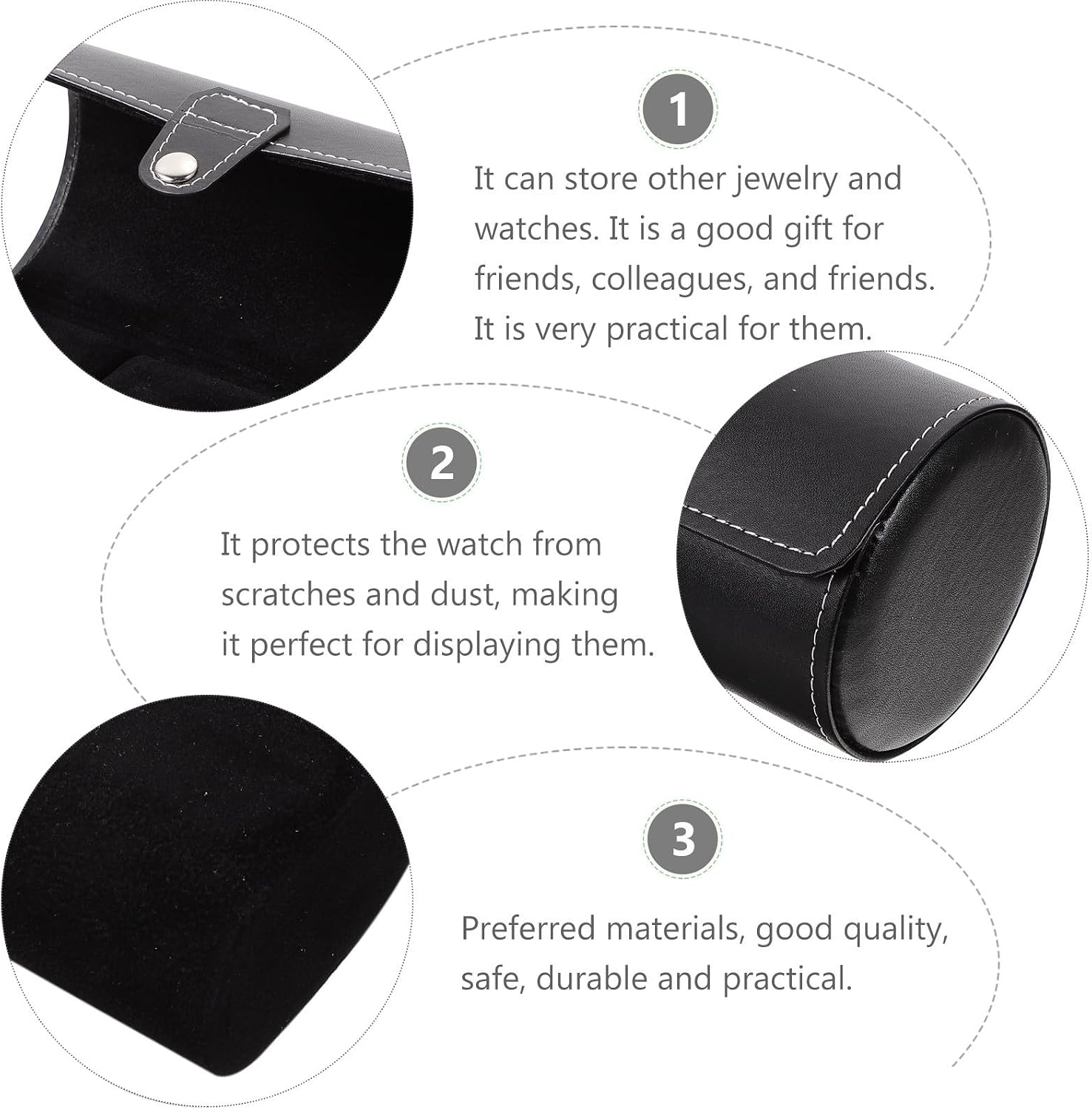 VALICLUD Watch Display Case 3 Slots PU Portable Organizer for Collectors