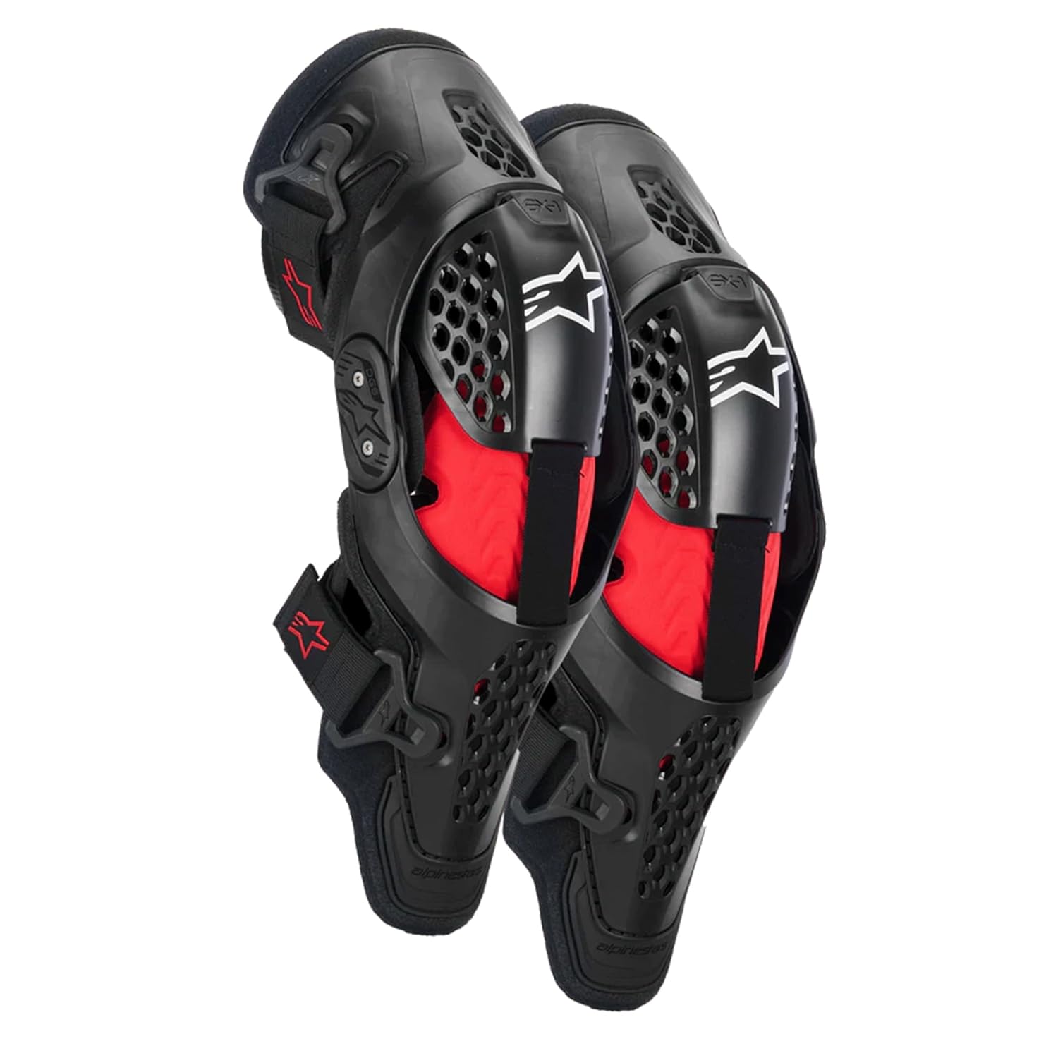 Alpinestars SX-1 Plasma Knee Protector, Lightweight Off-Road Impact Protection with Articulated Design, Superior Airflow & CE-Certified MX Performance, S/M, Black/Red/Cool Gray