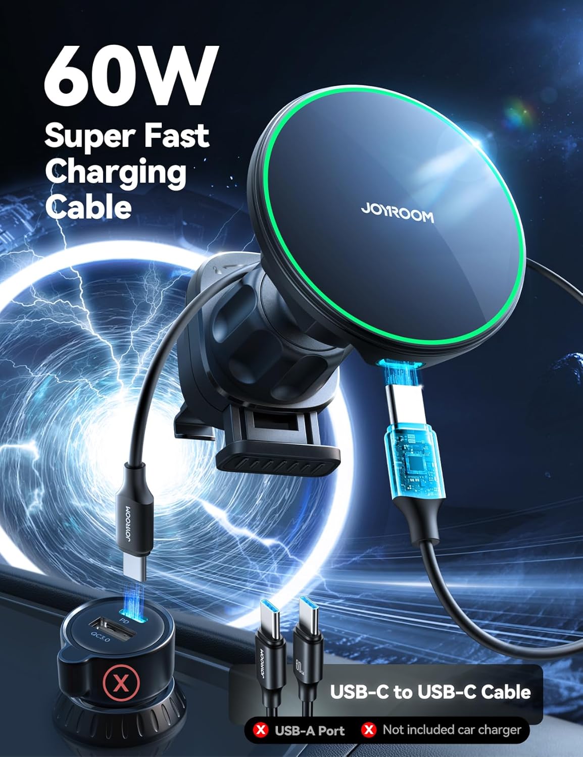 JOYROOM for Qi2 15W MagSafe Car Mount Charger, Qi2-Certified MagSafe Car Charger for Air Vent/Dashboard, Magnetic Wireless Car Holder Fit for iPhone 16 Pro Max Plus 15 14 13 12 - Image 4