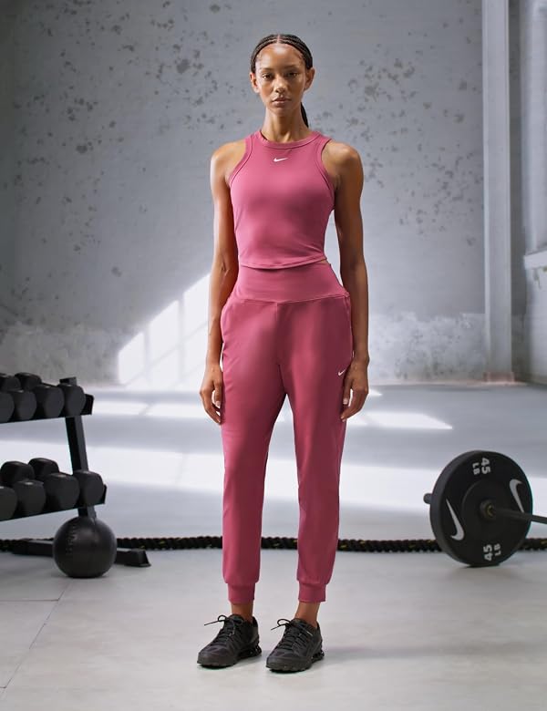 Nike Women's One High-Waisted Full-Length Knit Joggers, Pink Smoke/White, X-Large by Nike - Used condition - Image 3