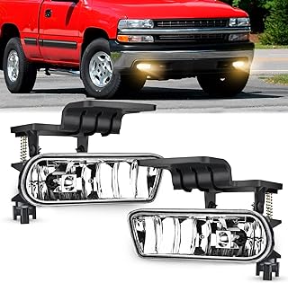 Nilight Fog Light Assembly Compatible with 1999 2000 2001 2002 Chevy Silverado 1500 2500 2001 2002 Chevy Silverado 3500 2000-2006 Chevy Suburban Tahoe Clear Lens, 2 Years Warranty