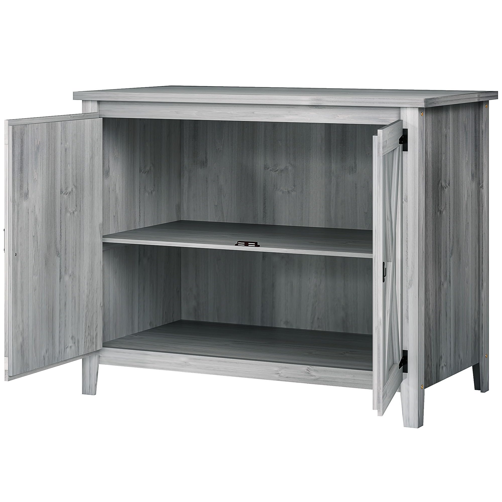 Outsunny Armoire de Jardin en Bois Étagères 110 x 60 x 88,5 cm Gris Clair