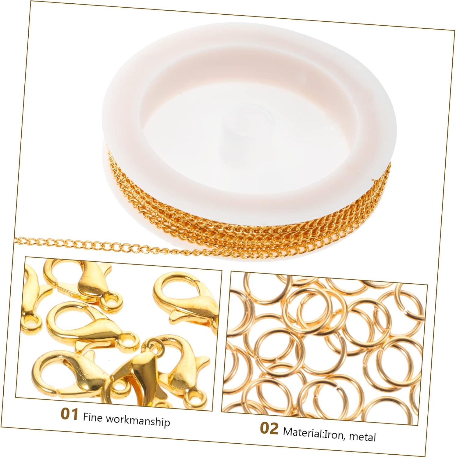 STOBOK 3sets Gold Lobster Claw Clasp Hook Jewelry Making Chain DIY Necklace Bracelet