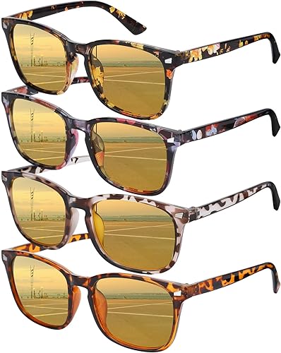 4 pares de lentes de conducción de visión nocturna para hombres y mujeres, polarizados, antirreflejos, lentes amarillos, lentes de visión nocturna,
