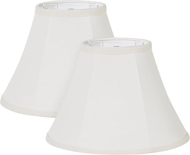 Waneway Bell Lamp Shade Set of 2, Vintage Replacement Lampshade for Table Floor Lamp, Spider Construction Beige Lamp Cover 15.2 * 32 * 21.5 cm