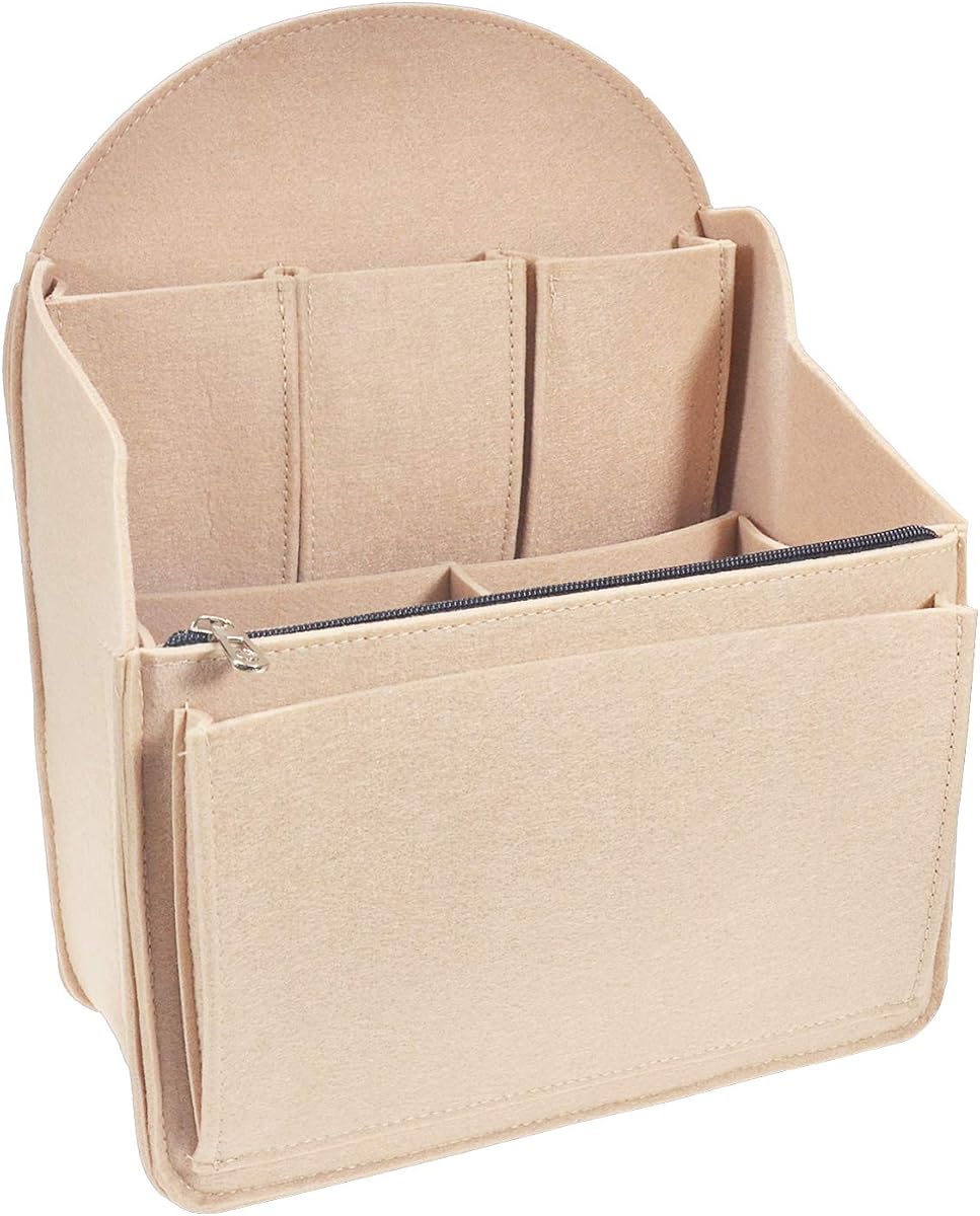 Felt Backpack Organizer Insert,Purse Organizer for Men Women Backpack Rucksack Handbag Shoulder Bag(Beige,Small)