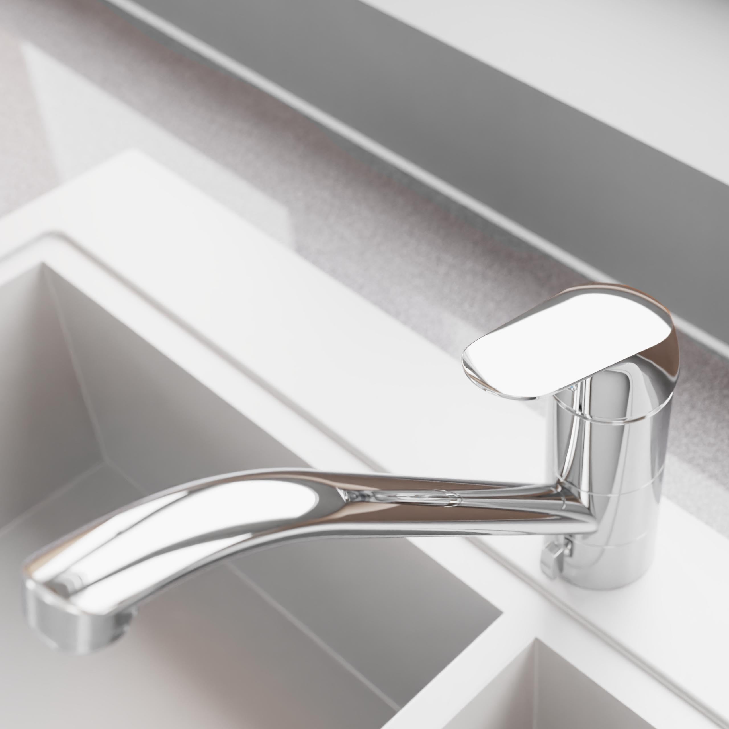 SCHÜTTE LUCA MB35210 - Grifo de cocina extraíble para fregadero de cocina, grifo mezclador para debajo de la ventana, grifo de cocina para el fregadero de la ventana, mangueras flexibles, cromo