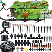 160ft Drip Irrigation Kit Automatic Sprinkler System Water Timer Pipe 1/2" ID Mist Nozzle for Greenhouse, Garden, Lawn, Potted Plants