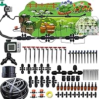 Vista 1 de 160Ft Drip Irrigation System with Water Timer for Garden, Main Water Hose ID 1/2inch 30Ft, 1/4in 130Ft, Sufficient Water Pressure, Irrigation