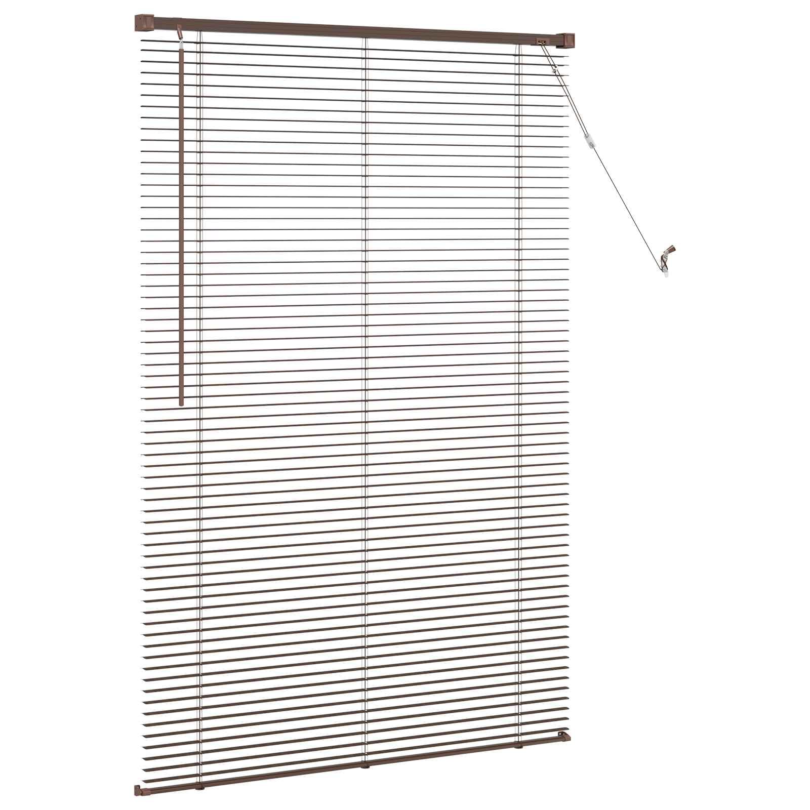 Tenda veneziana marrone scuro con motivo in PVC resistente, 150 x 80 cm, con kit di montaggio e clip di sicurezza, per finestre interne, privacy e regolazione della luce
