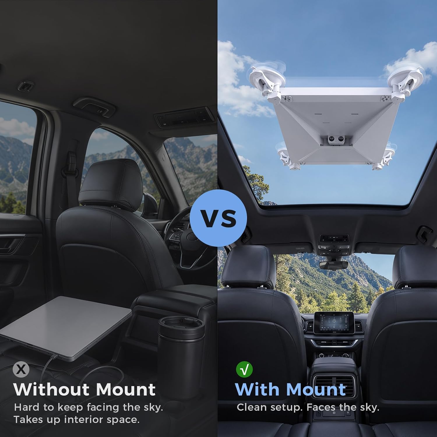 Suction Cup Car Mount for Starlink Mini, Holder for RV Boat Sunroof