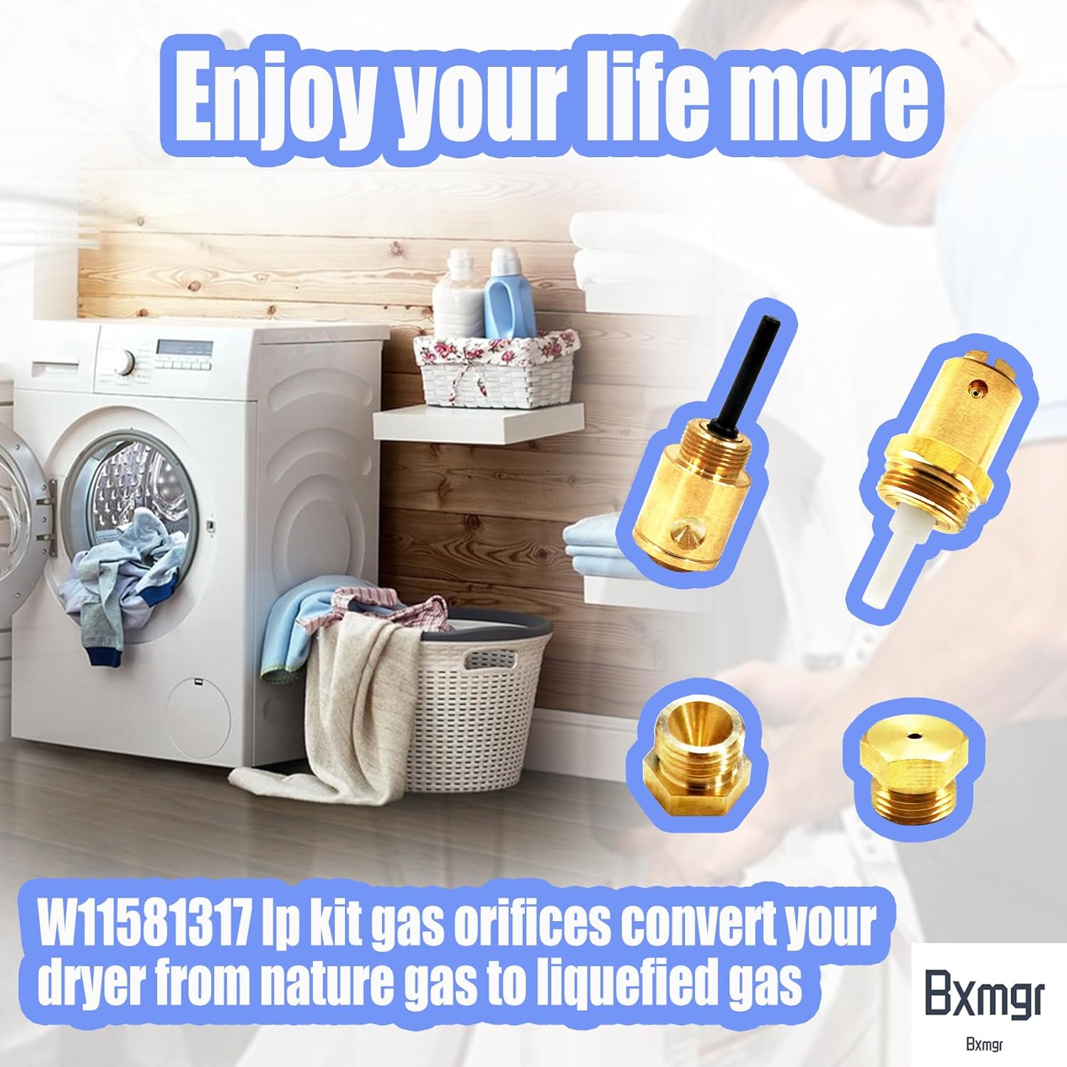 W11581317 Dryer Propane Conversion Kit For 27-Inch Dryers, Compatible With Whirlpool, Armada, Maytag, Kenmore 20000 BTU/Hr Liquid Propane Conversion Dryers 27 Inches,1 LP Kit,3 Year Warranty