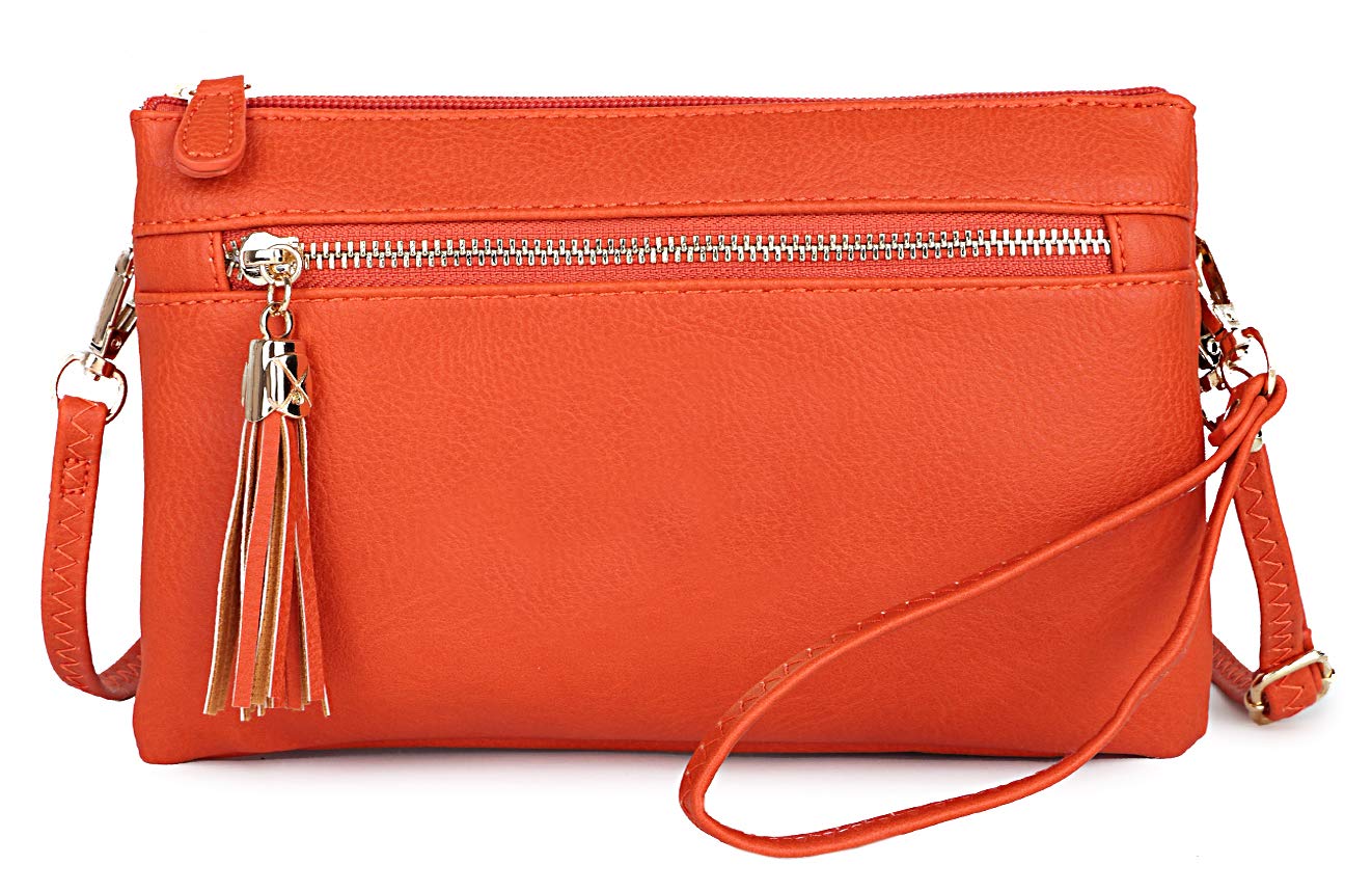 SoleneWomen's Lightweight Multi Compartment Wristlet Clutch Wallet Crossbody Bag
