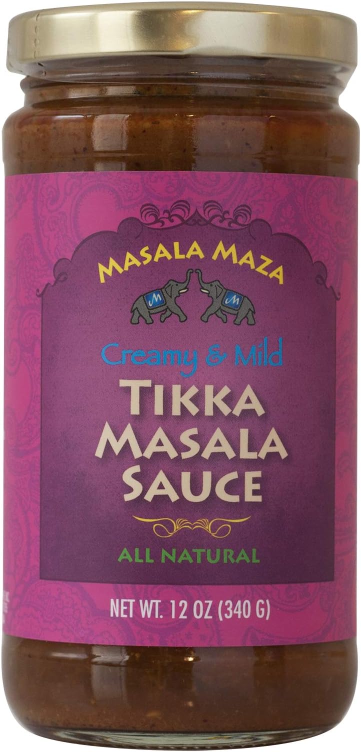 Masala Maza - Tikka Masala - Creamy and Mild Sauce with All Natural Indian Spices: Authentic, Traditional Sauce for Marinate Chicken Skewers - (12oz-340g)
