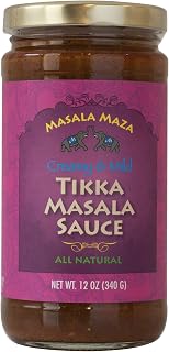 Masala Maza - Tikka Masala - Creamy and Mild Sauce with All Natural Indian Spices: Authentic, Traditional Sauce for Marinate Chicken Skewers - (12oz-340g)