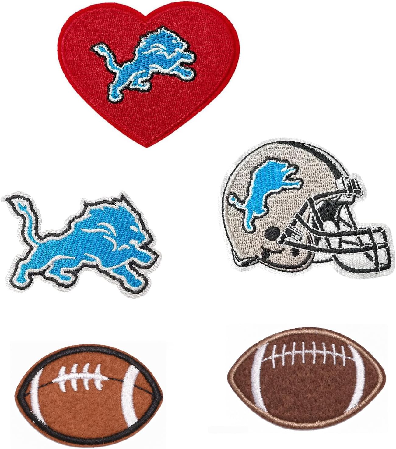 5Pcs Football Embroidered Lions Iron On Patches for Clothing Bumble Iron Sew On Football Charms Embroidered Applique Decoration Sewing Patch for Bags, Jackets, Jeans, Clothes DIY Patches