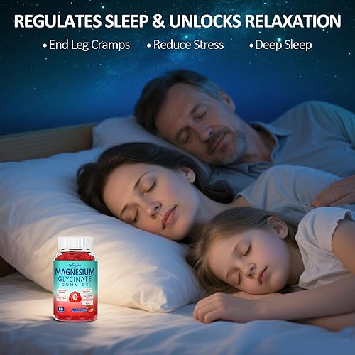 Miniatura 6 de Gomitas de glicinato de magnesio natural de 400 mg, gomitas de magnesio sin azúcar para adultos con L-treonato de magnesio, suplementos masticables