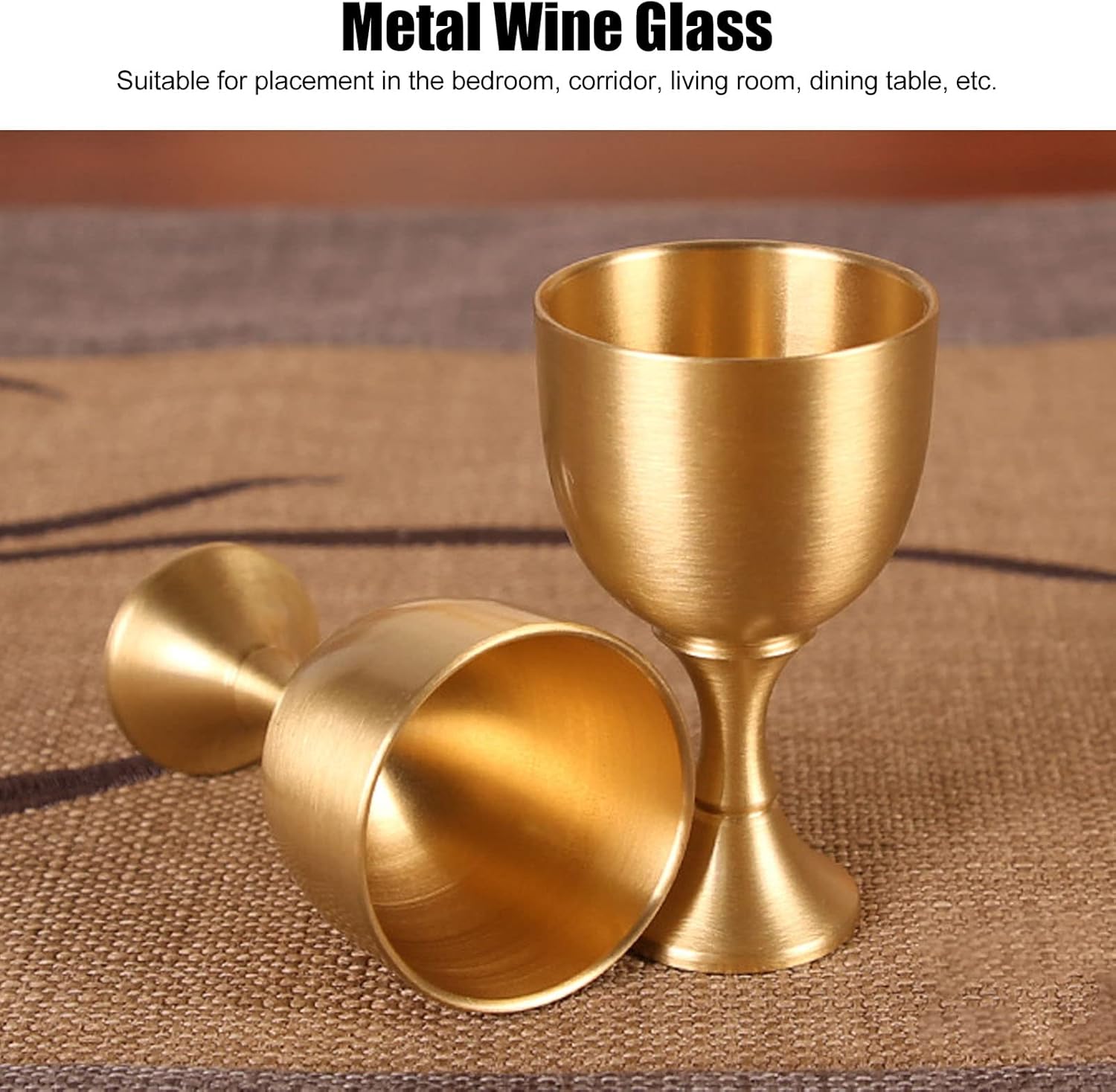 Mini Chalice Goblet, 2Pcs 1.6x2.8in&1.4x2.4in Vintage Golden Wine Cups Small Chalice Cup Wine Glasses Retro Ornaments Table Decoration for Home Bar Party Wedding