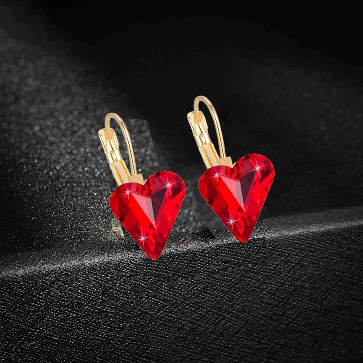 Trendy Austrian Crystal Heart Drop Leverback Earrings for Women 14K Rose Gold Plated Hypoallergenic Jewelry Gifts - Image 4