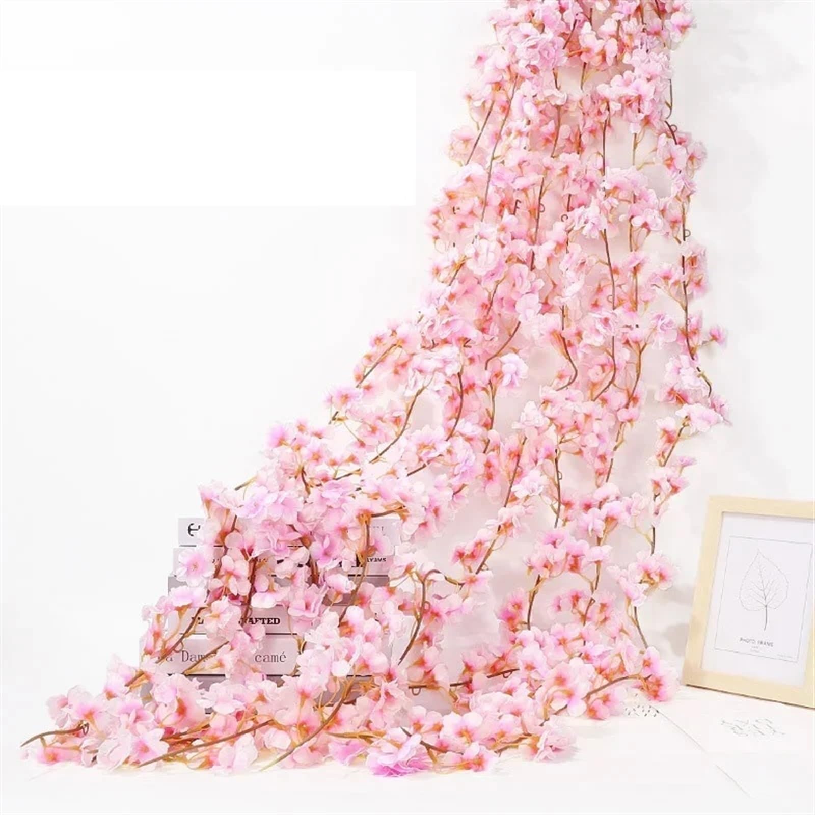 MNUvxzaewf Sakura Rattan Christmas Ornament Hanging Garland Wedding Home Decoration(1.8m light Pink)