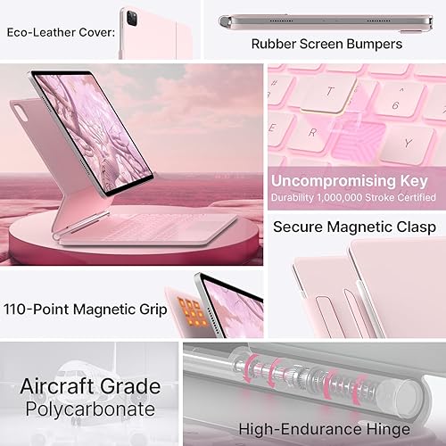 Miniatura 36 de typecase Funda de teclado Edge para iPad Air de 13 pulgadas (M3/M2, 2025/2024) y iPad Pro de 12.9 pulgadas (6ª/5ª/4ª/3ª generación), teclado mágico