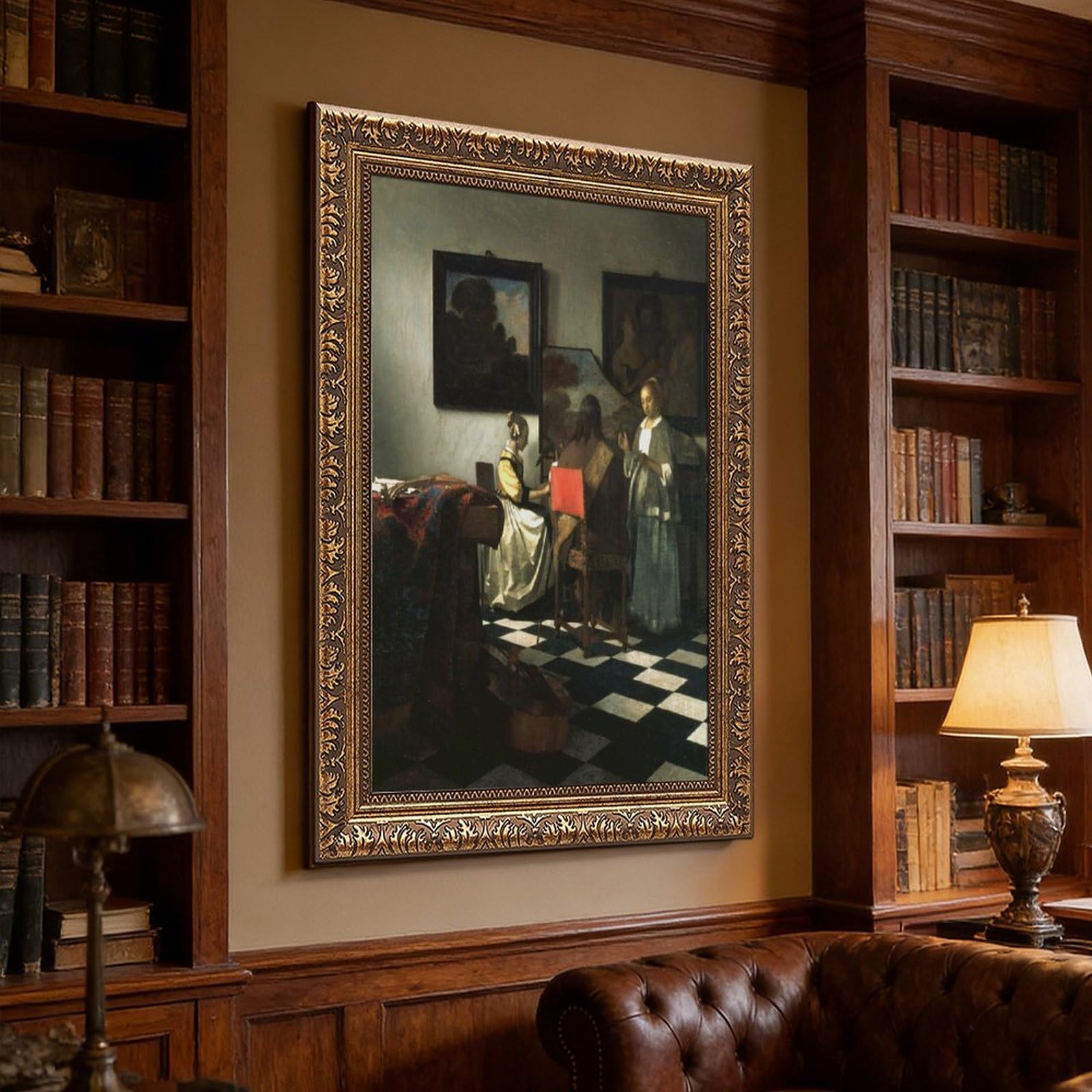 WCYB The Concert by Johannes Vermeer Poster stampe su tela Deco Dipinti Wall Art Hangable Frame 61 cm L x 91,4 cm W