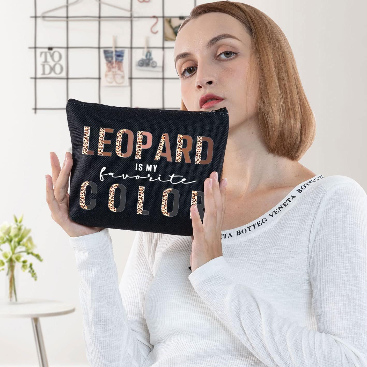 BWWKTOP Leopard Lovers Cosmetic Makeup Bag - Zipper Pouch, Leopard Fans Gifts, My Favorite Color Merchandise - Image 5
