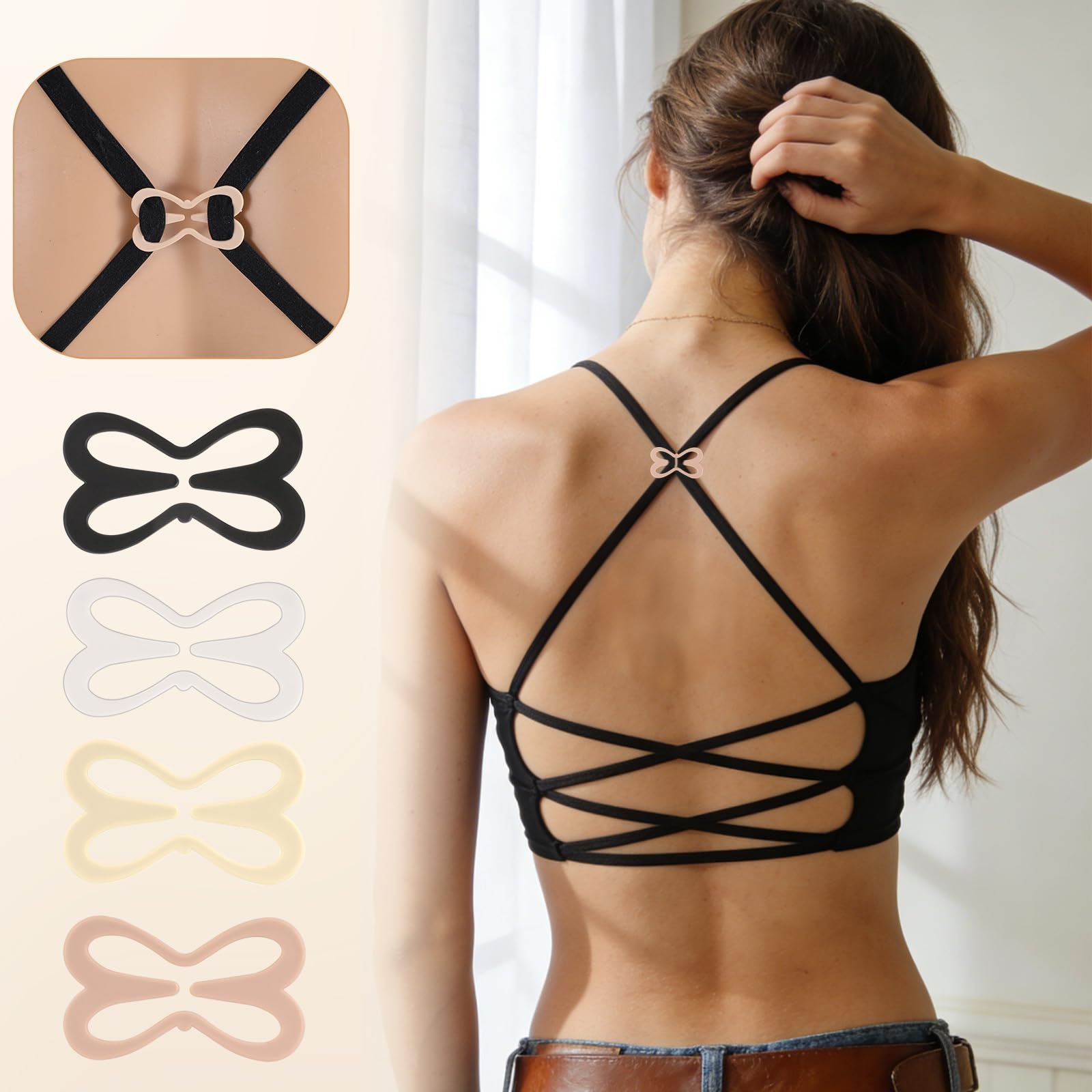Ouligay 21 Stück Durchsichtige BH Träger Unsichtbare Klare Verstellbare BH-Träger Clips rutschfeste BH-Klammer Rücken Elastische Ersatz BH Schultergurte Bhzubehör für Damen Bra