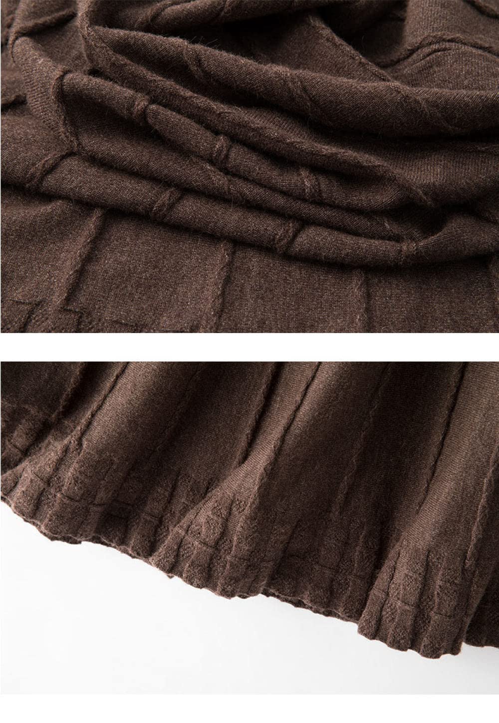 Damen Strickrock,Maxirock Für Damen, Braun, Elastisch, Mit Hoher Taille, Gestrickter, Plissierter Regenschirmrock, Vintage-A-Linie, Swing, Gerüscht, Herbst, Lange Röcke Für Mädchen, Damen, M