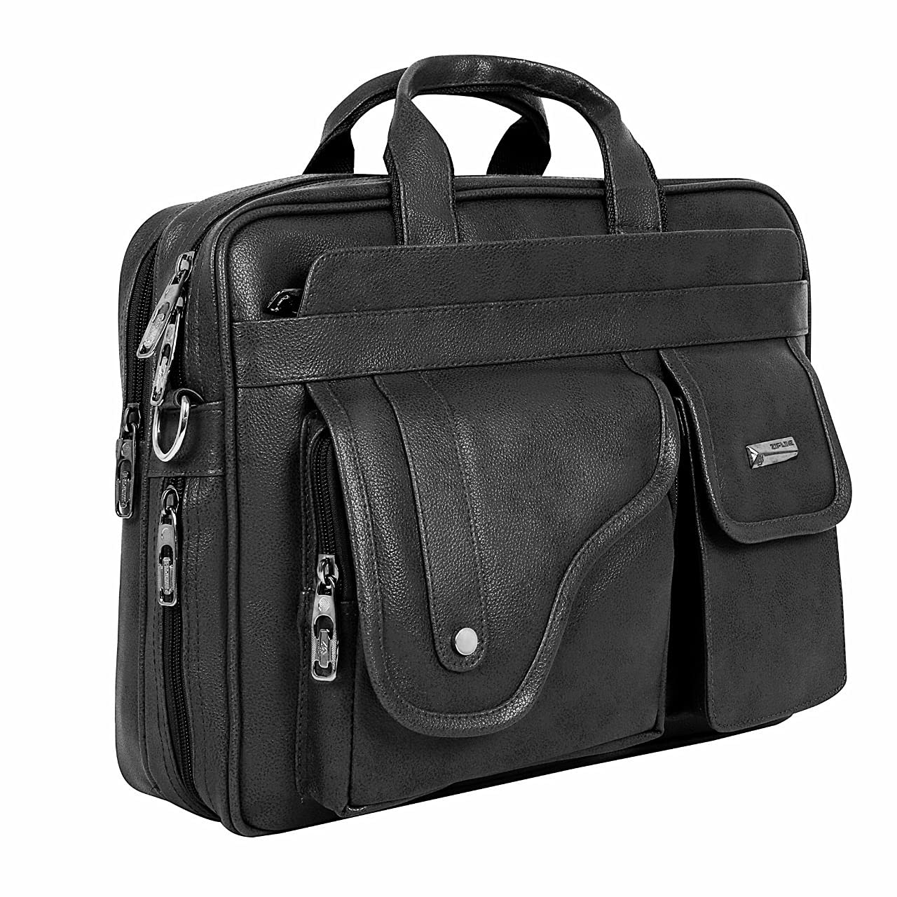 ZiplineLeatherette Executive Office Formal Briefcase Laptop/Tablet Messenger bag for men women with multiple compartments