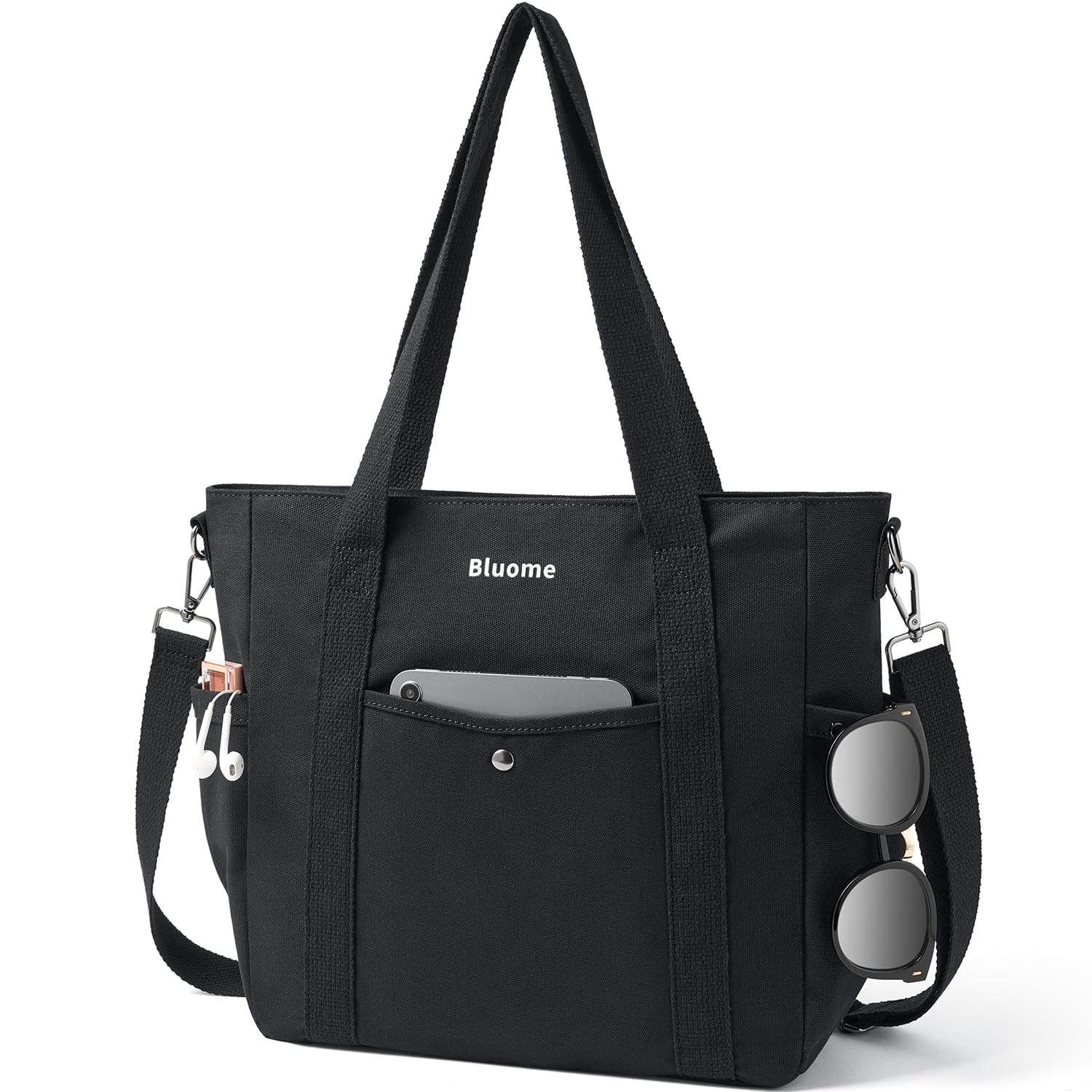 BluomeCanvas Tote Bag For Women Medium Work Totes Travel Crossbody Gym Beach Bag With Zipper Pockets Hobo Shoulder Bag