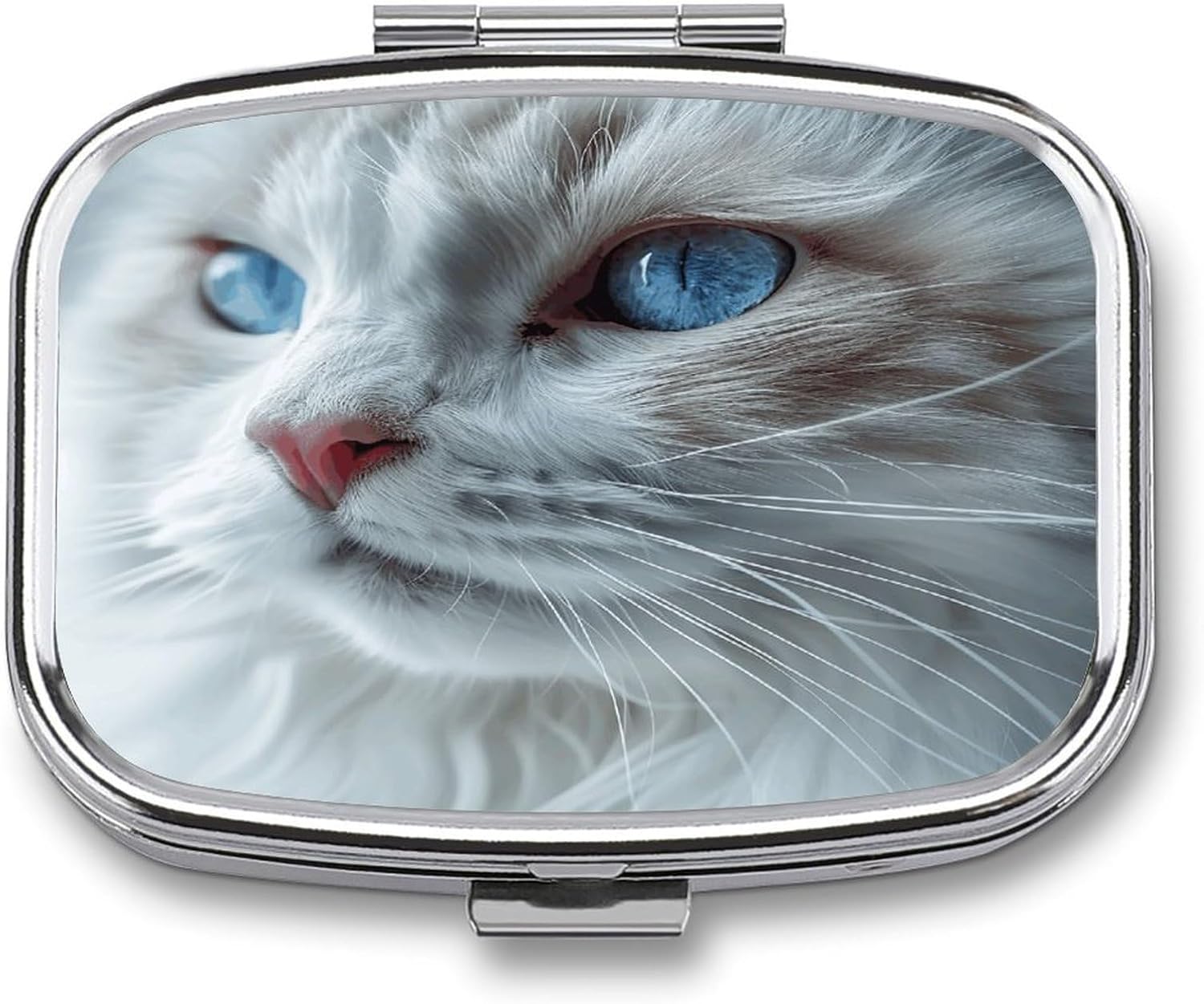 Blue Eyes Cat Travel Pill Organizer Portable Daily Waterproof Pill Case Small Medicine Storage Container for Vitamins Fish Oil Cod Liver Oil Earplug Storage