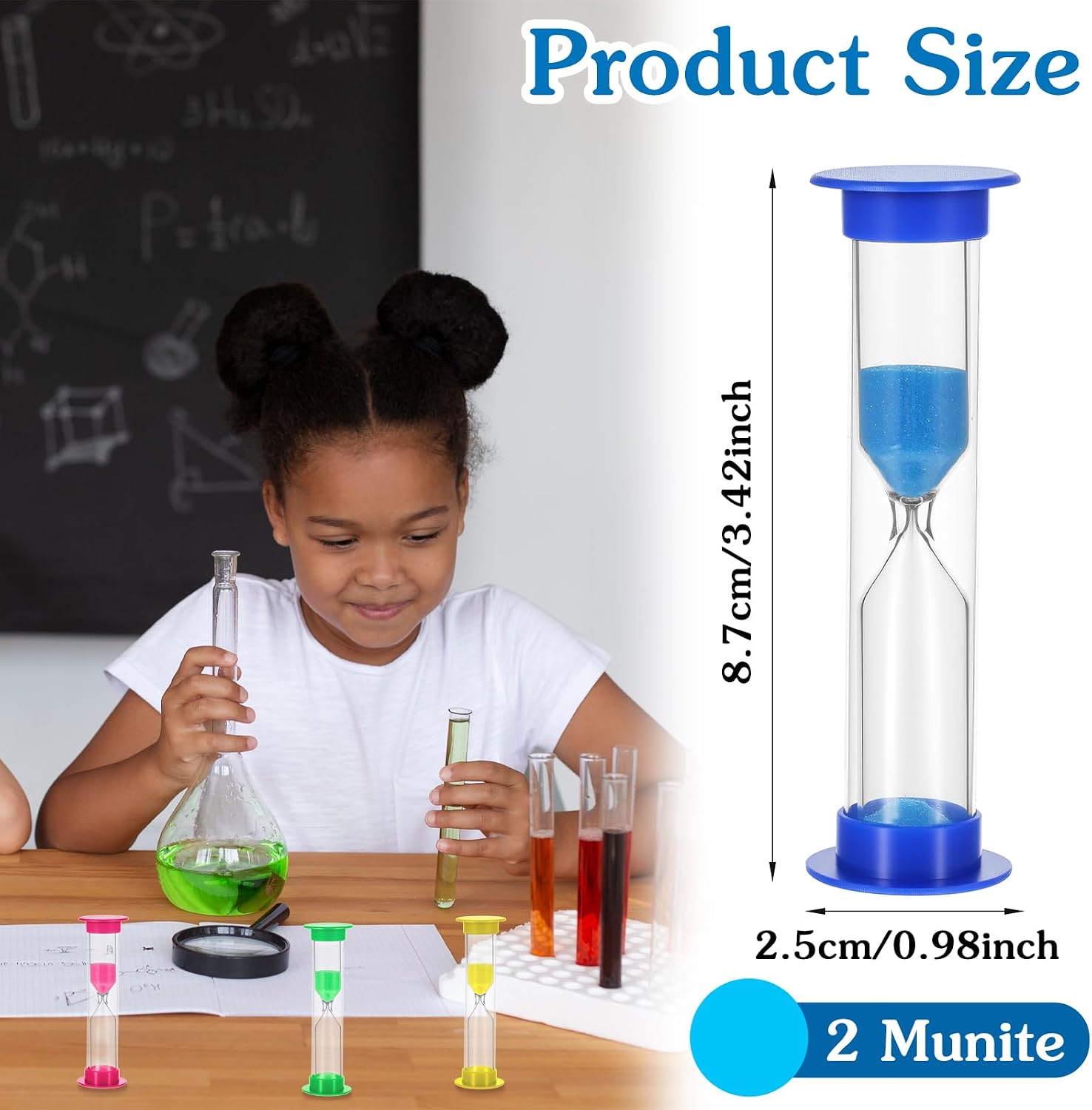 JIEYAO 48 Pcs 2 Minute Sand Timer Bulk, Colorful Hourglass Timer Set Mini Toothbrush Timer Small Acrylic Sand Clock for Classroom Kitchen Office 8 Colors