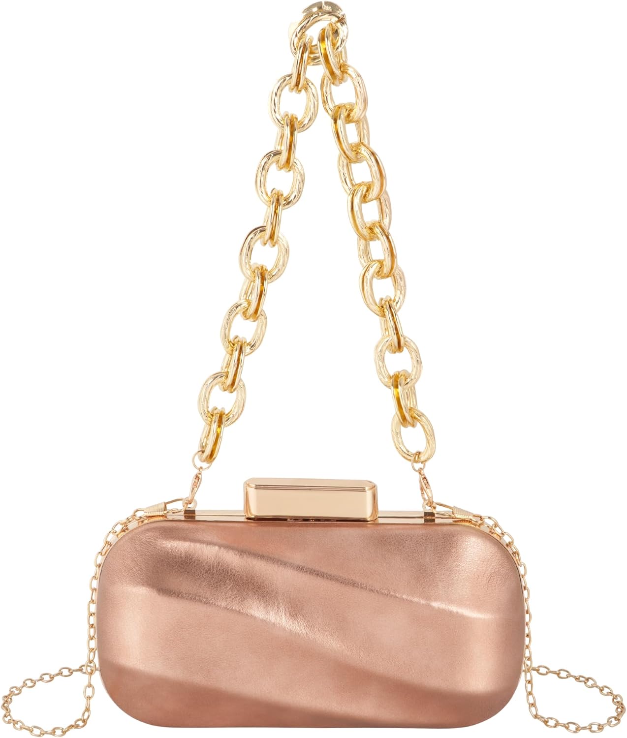 Van Caro Womens Metal Clutch Geometric Evening Handbag Diamond Chain Purse