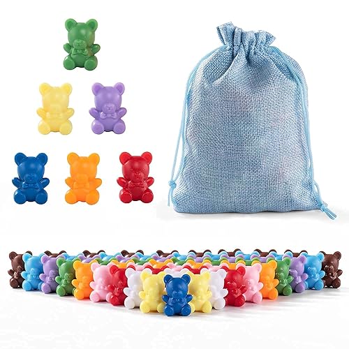 XINHUIDALSQ Rainbow Counting Bears Set of 60, 6 Colors Sorting Teddy Plastic Bears Math Manipulatives for Toddlers, 1 Inch Bear Conters Ages 3+ Kids - 6 Color, 60pcs