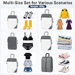 SYCARON Compression Packing Cubes for Travel, 7 Piece Travel Packing Organizers Bags Mesh Expandable Luggage Organizer Cubes for Carry on Luggage with Laundry Bag, Shoes Bag, Underwear Bag, Grey
